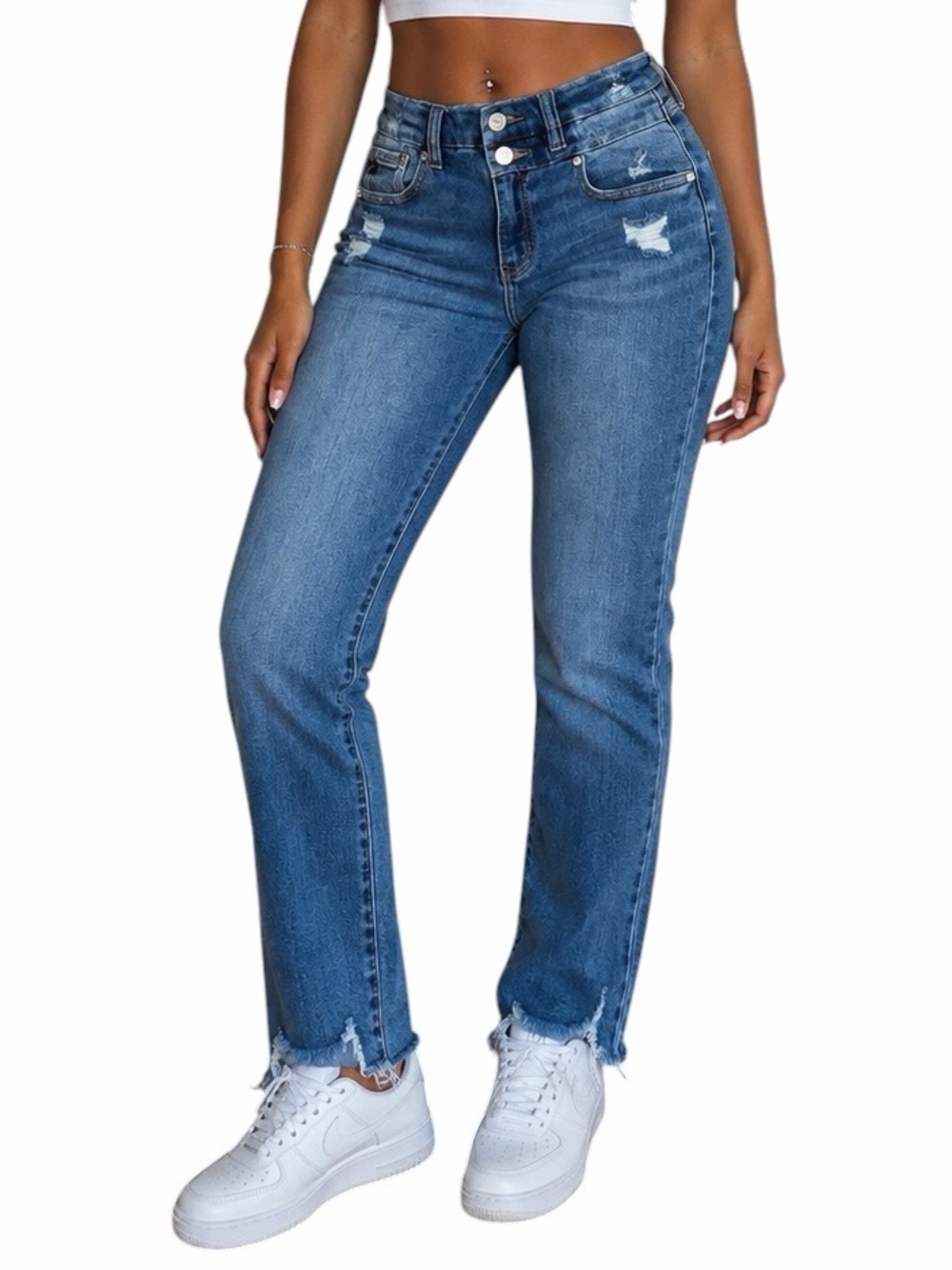 KanCan 5/26 High Rise Distressed Straight Leg Jeans Y2K 90s Retro